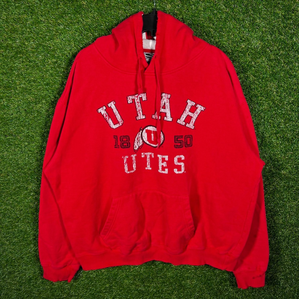 Stadium Athletics Utah Utes Hoodie Mens XXL Red Distressed Pullover